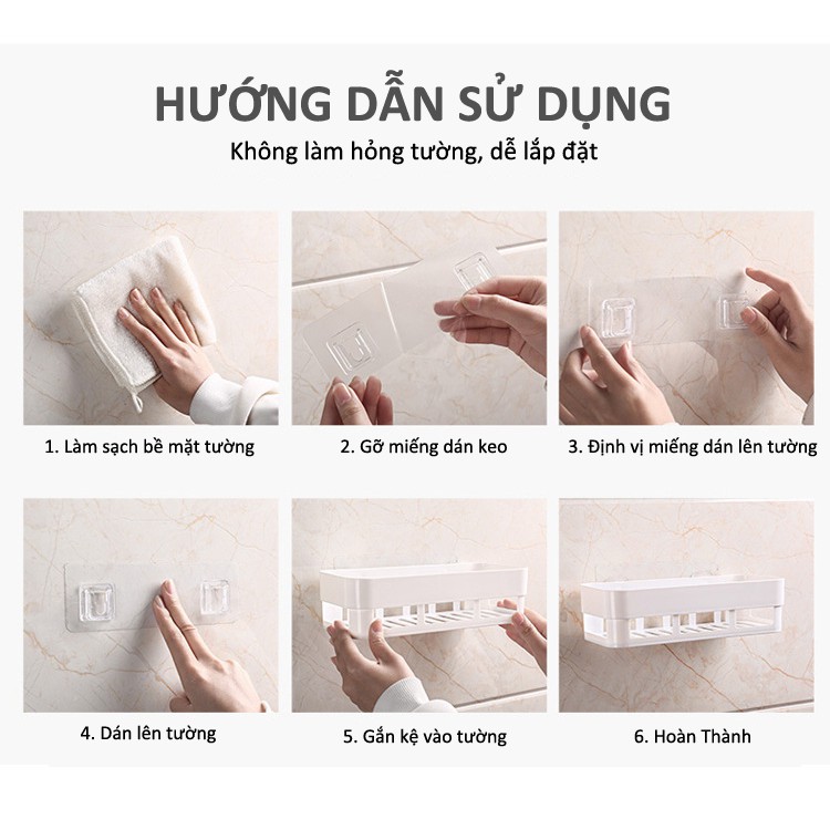 Kệ nhà tắm mini dán tường siêu chắc, thoát nước, sang trọng