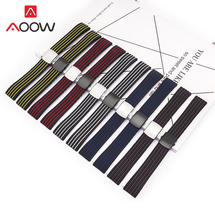 Dây Đeo Silicon 18mm 20mm 22mm 24mm Cho Đồng Hồ Thông Minh Samsung Watch3 Active2 Huawei GT 2 46mm