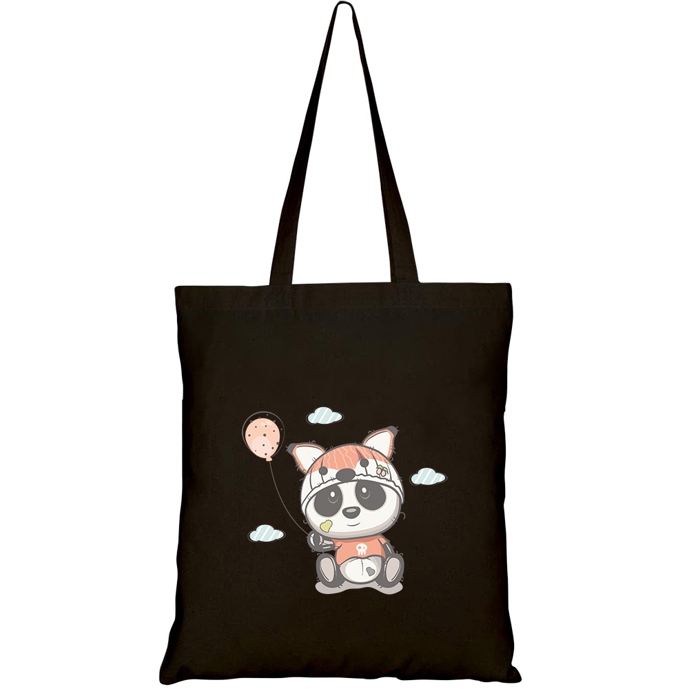 Túi vải tote canvas HTFashion in hình cute panda with seamless pattern set HT220