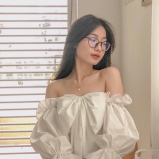 ✨Áo Bẹt Vai Tay Túm Nơ To Siêu Xinh