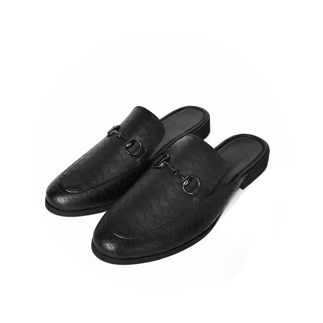 Giày sục da trăn đen TEFOSS HT01 da lì độc lạ và sang trọng size 37-43