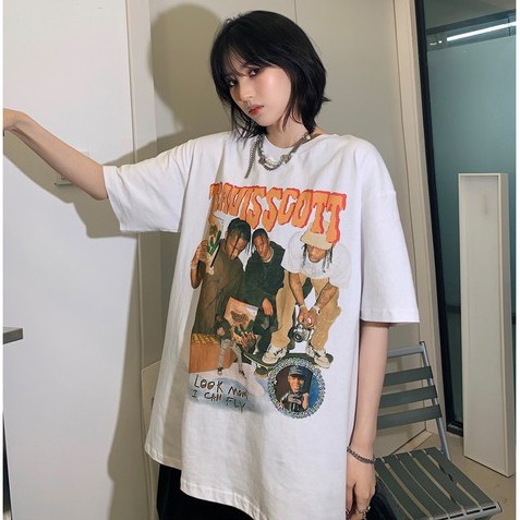 Áo thun tay ngắn dáng rộng phong cách hip hop thời trang Hàn Quốc dành cho nữ