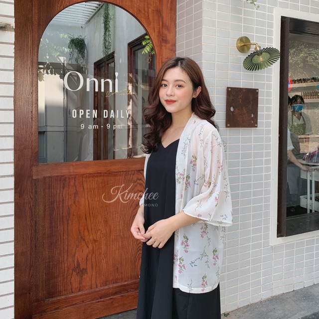 Áo kimono hoa nhí hồng