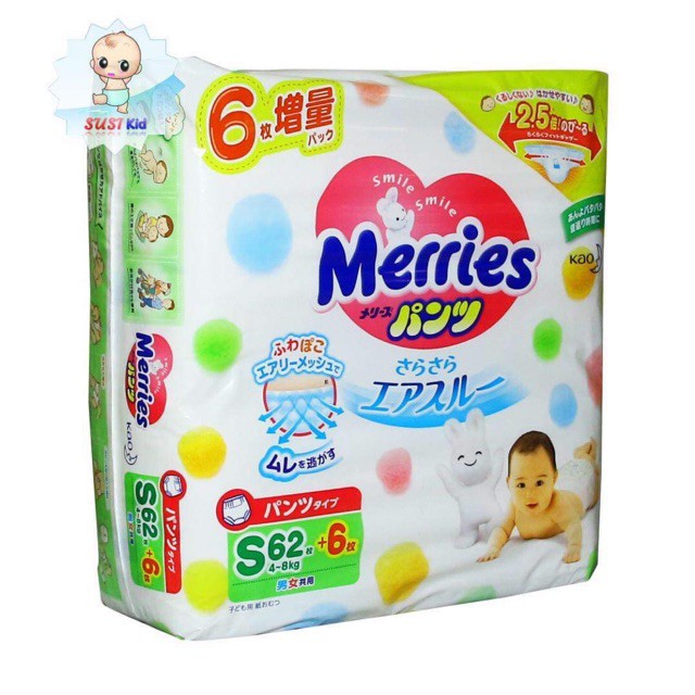 Bỉm QUẦN MERRIES nội địa Nhật THÊM MIẾNG M58+6/L44+6/XL38+6/XXL26+2