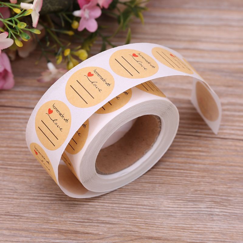 500 Nhãn dán 25mm bằng giấy in chữ dễ thương dùng để giữ bánh kẹo handmade tiện dụng