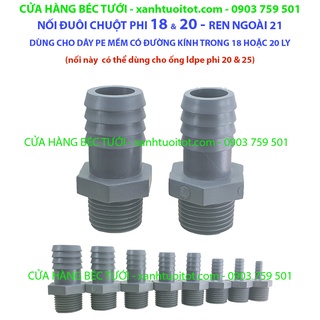 Bộ 20 cái nối đuôi chuột 20 - dùng cho ống pe mềm 25 - ren ngoài 21