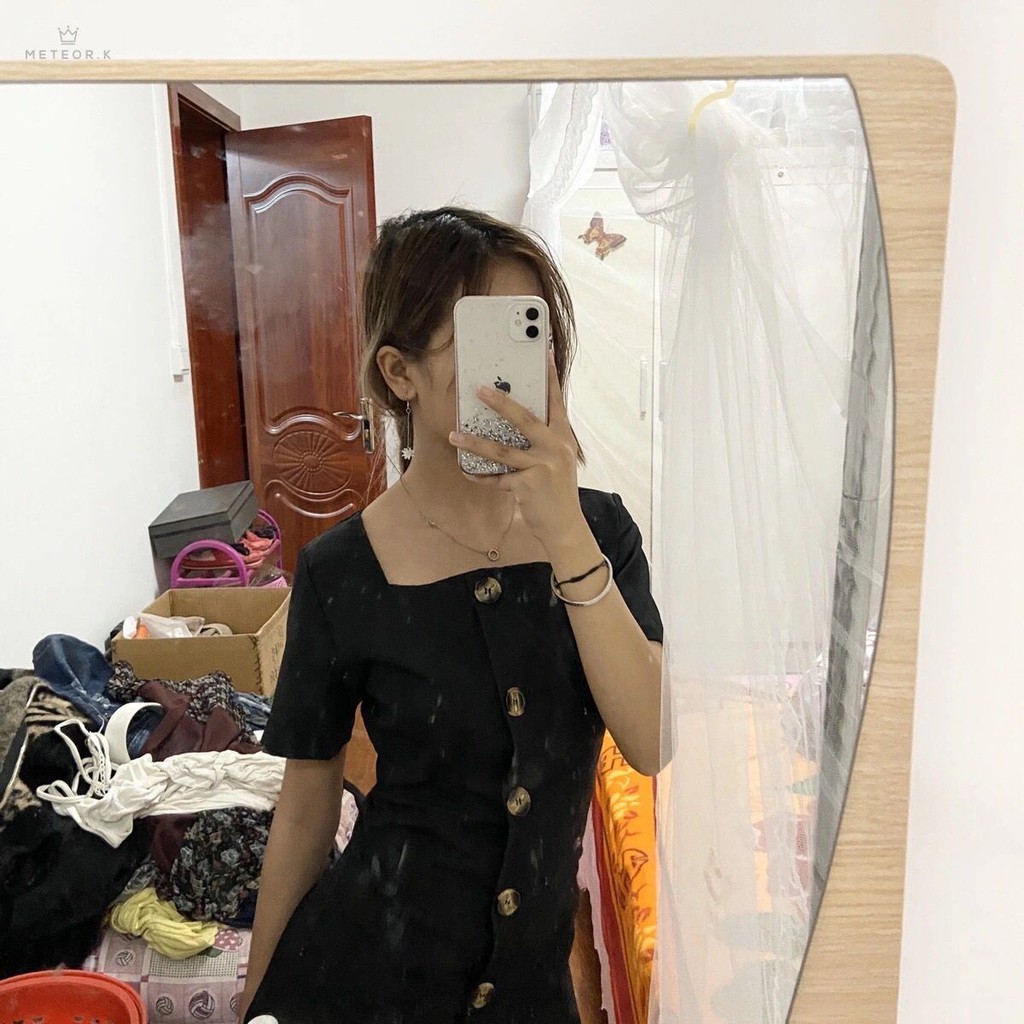 Đầm Tay Ngắn Cổ Vuông Thời Trang Thanh Lịch Hàn Quốc 2020 | BigBuy360 - bigbuy360.vn