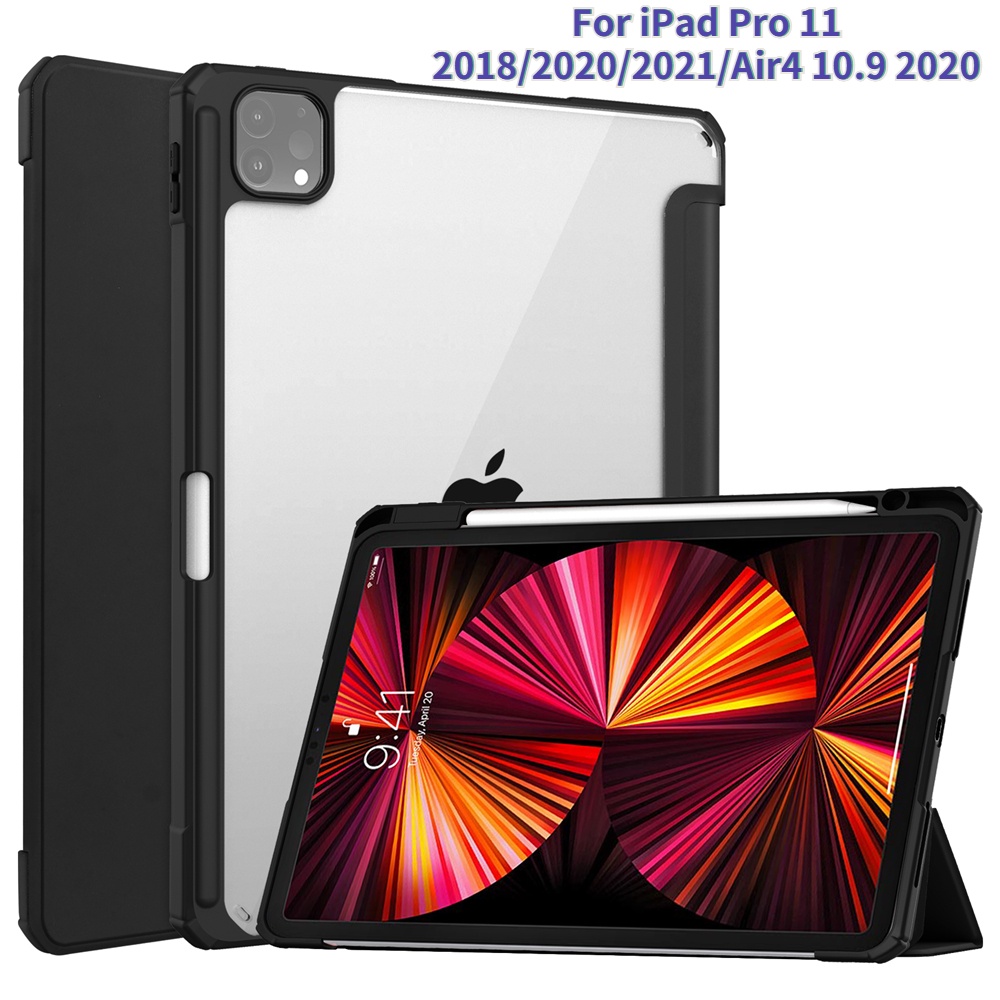 Ốp Máy Tính Bảng Trong Suốt Từ Tính Có Ngăn Đựng Bút Cho Ipad Pro 11 2021 M1 Air 4 10.9 2020 Pro 11 2020 2018 Giá Đỡ