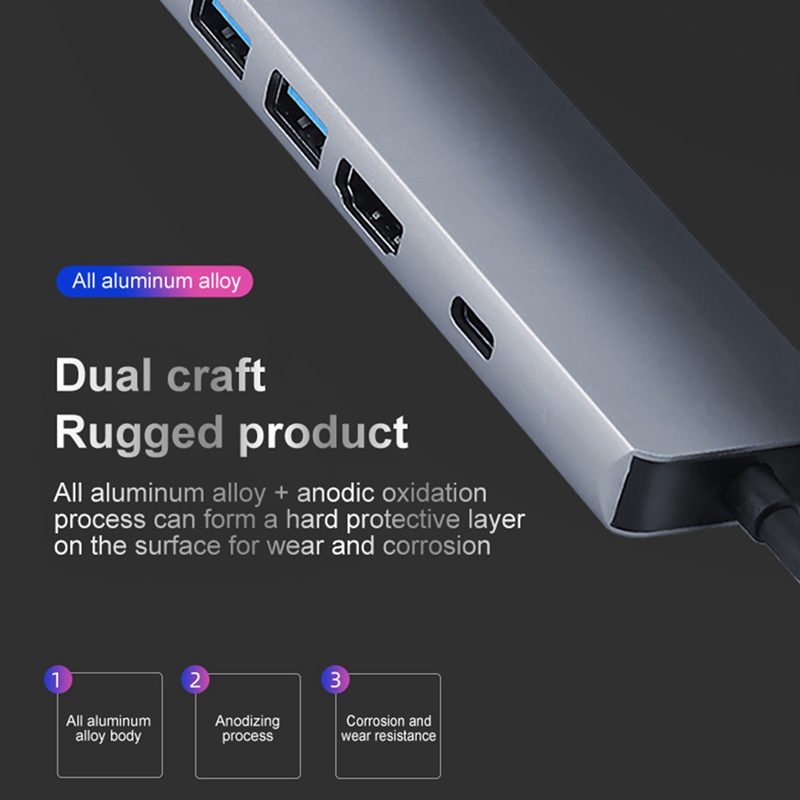 Bộ Chuyển Đổi 5 Trong 1 Type-C Hub Usb-C Sang Hdmi Usb3.0 Pd Cho Macbook Usa