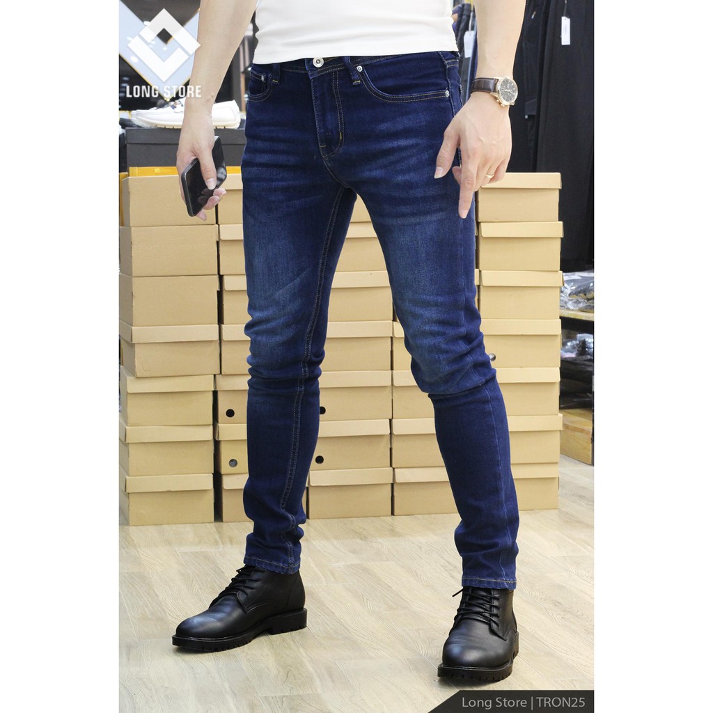 Quần jean nam trơn màu xanh biển đậm ✅FREESHIP✅ Quần bò nam dáng ôm SLIMFIT skinny co giãn cao cấp - Tron25