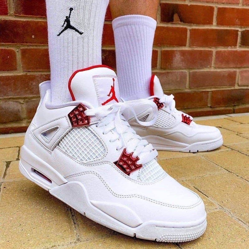 GIÀY JD4 RETRO METALIC RED DA THẬT LAI AU