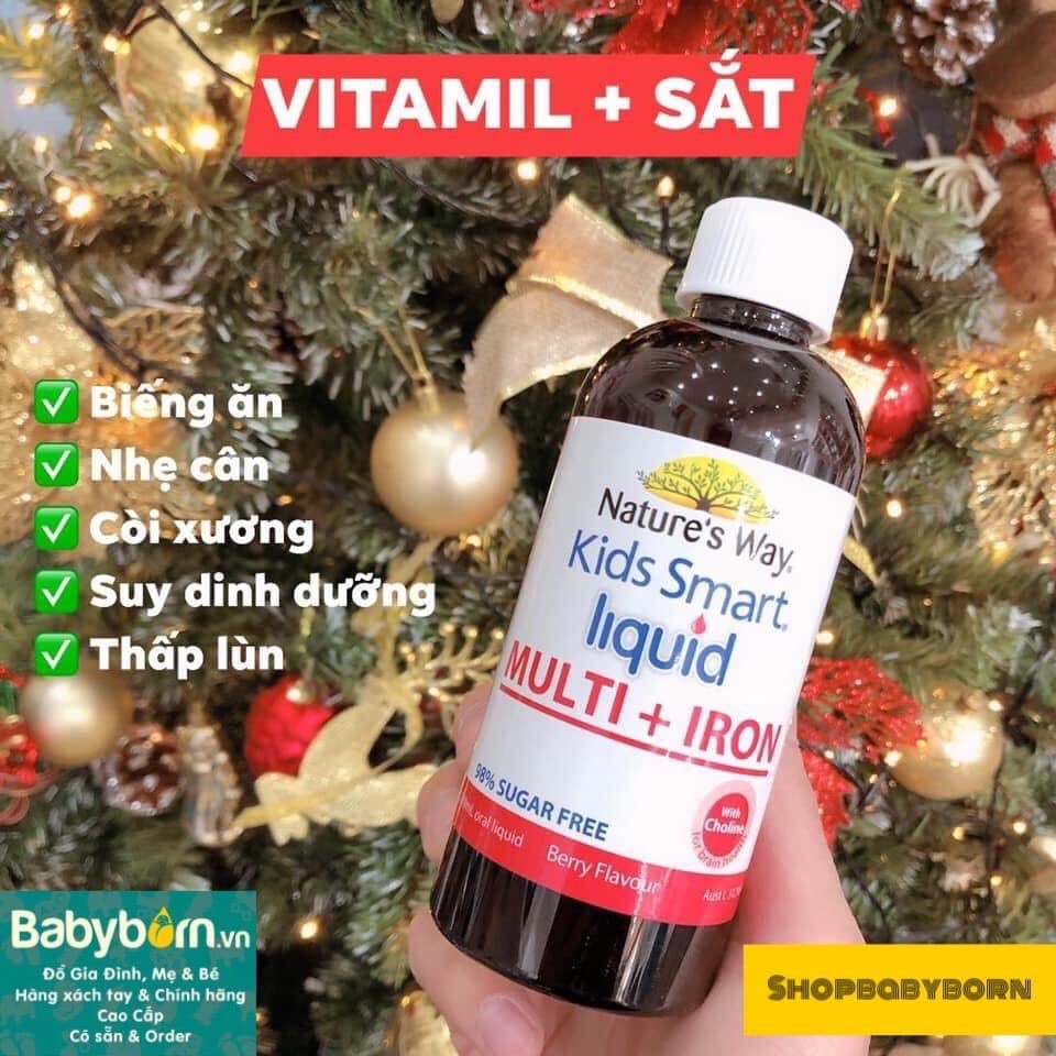 Vitamin tổng hợp và sắt Nature's Way Kids Smart Liquid Multi + Iron và cho bé từ 1 tuổi 200ml - ÚC [Date 11/2024]