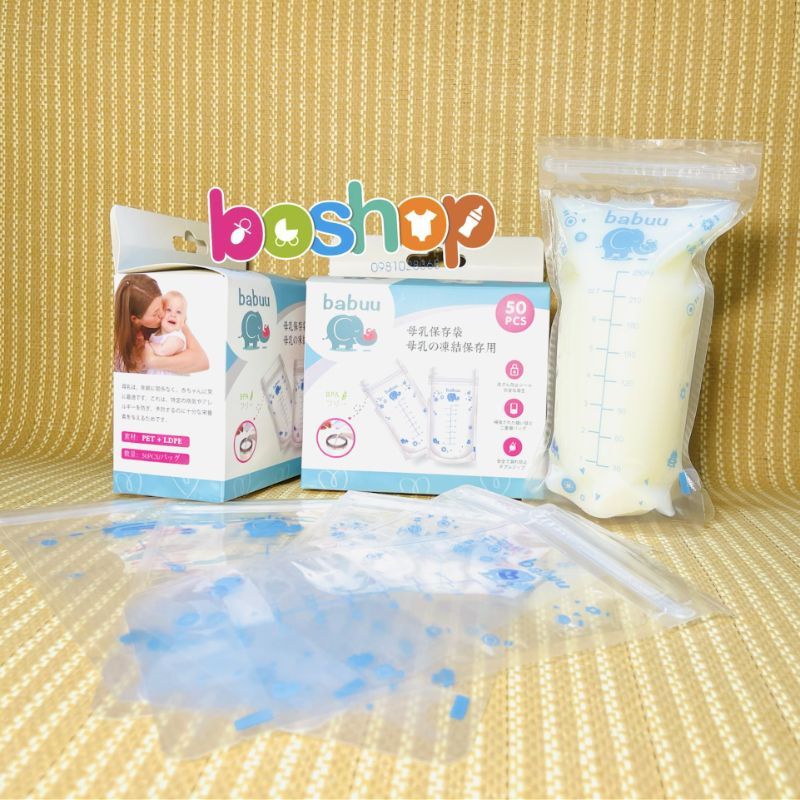 Hộp 50 Túi Trữ Sữa Babuu 250ml Nhật Bản
