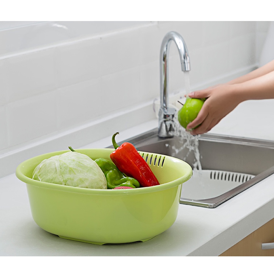 Chậu rổ nhựa rửa rau, củ, quả cao cấp 5.3L Hàng Nhập Khẩu Từ Nhật