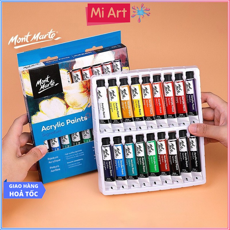 Bộ 18 Màu Acrylic Mont Marte x 12ml -  Acrylic Paints Signature - PMHS0033