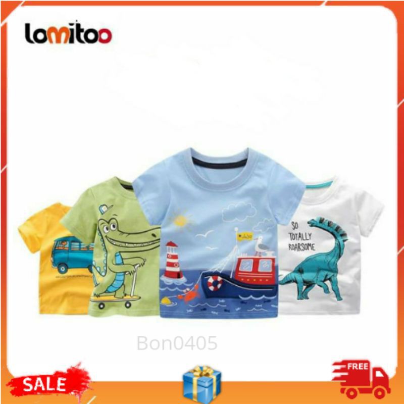 [ Mềm Mát] Áo Thun Phông 100% Cotton Cho Bé Trai LOMITOO.