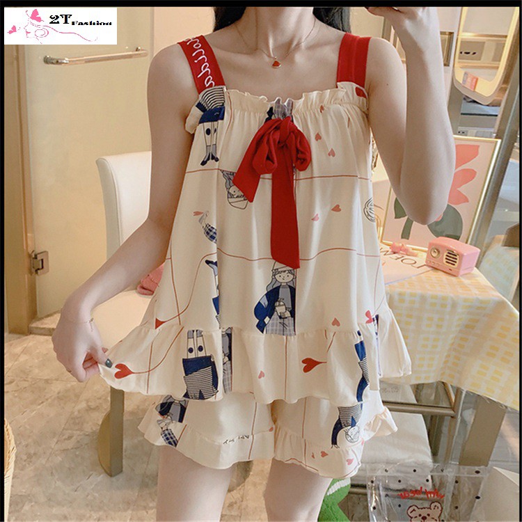 Bộ Ngủ Đẹp [FREESHIP] Bộ Ngủ Áo 2 dây cute Siêu Đẹp Siêu Rẻ | BigBuy360 - bigbuy360.vn