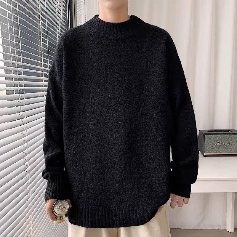 Áo Sweater Cổ Lọ Tay Dài Dáng Rộng Màu Trơn Thời Trang Retro Cá Tính Cho Nam Nữ áo len có cổ áo sweater form rộng
