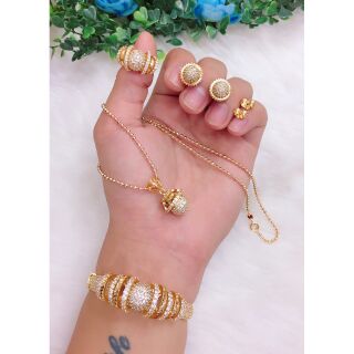 Sả kho bộ trang sức si vàng 18k bi tròn 4 món s003