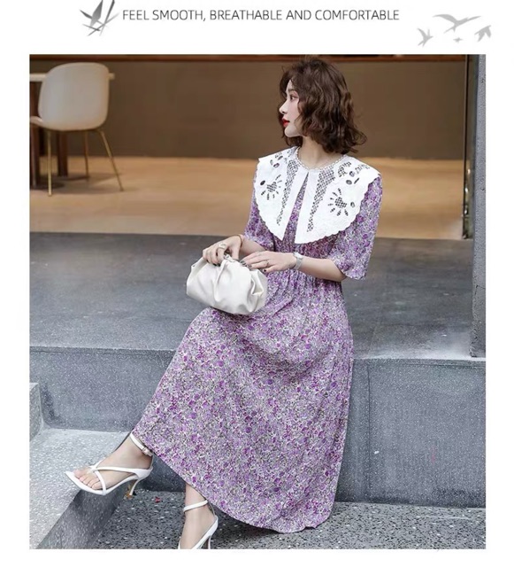 Váy hoa nhí vintage cổ lá sen Ulzzang style🌸 VFF8932 Hàng Quảng Châu