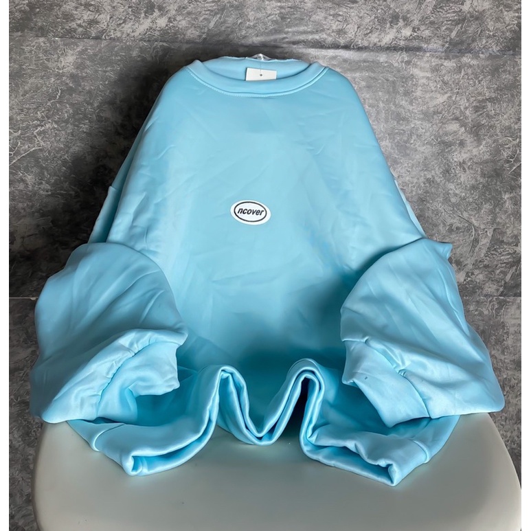 Áo nỉ cổ tròn in logo/chữ màu pastel (annstore_ảnh thật)