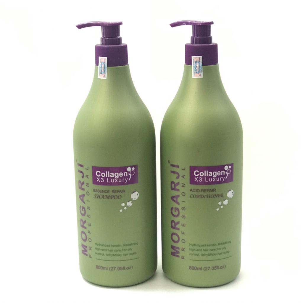 Bộ Dầu Gội Xả phục hồi tóc hư tổn MORGARJI Collagen X3 800ml