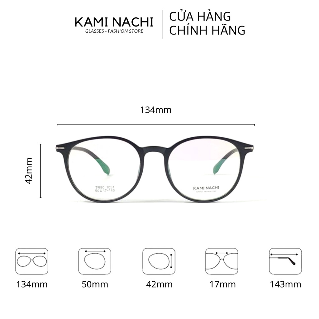 Gọng kính nhựa dáng tròn KAMI NACHI phong cách đơn giản TR90.2019T