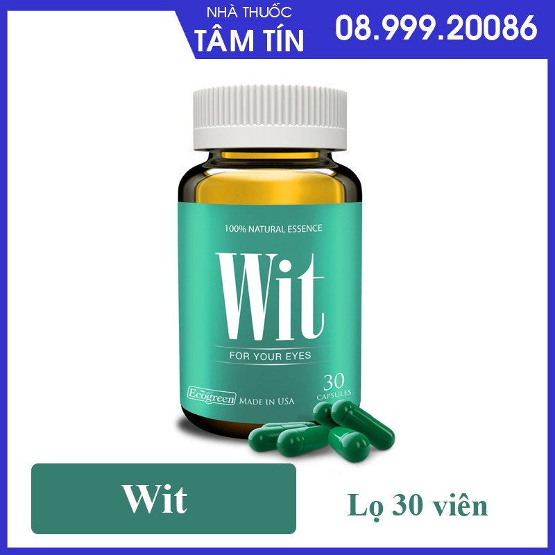 Wit - Bảo vệ võng mạc và thủy tinh thể. Tăng cường thị lực, giảm mờ, mỏi mắt (Lọ 30 Viên)