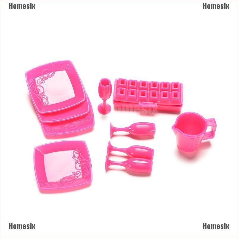 [HoMSI] 18 Pcs/set Mini Kitchen Tablewares for Barbies Kids Play House Toys Color Random SUU