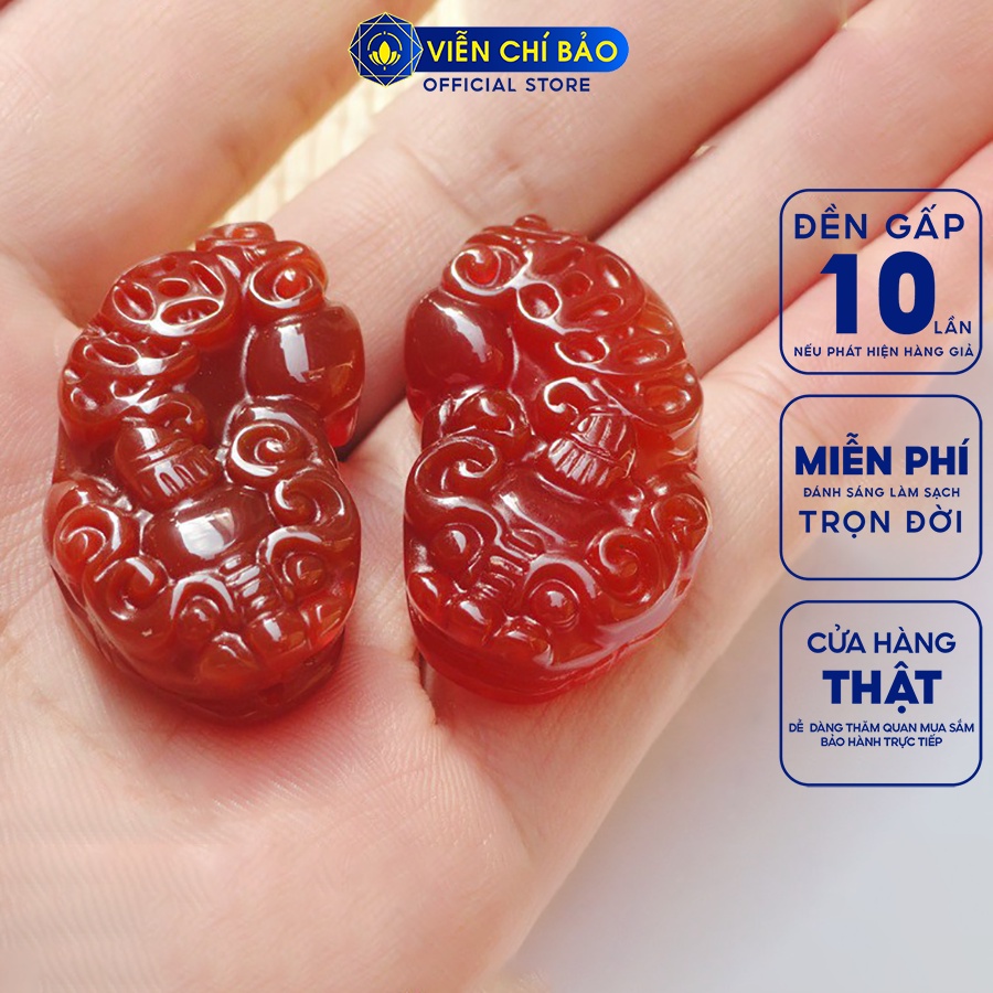 Mặt dây chuyền Tỳ Hưu đỏ 3 đồng xu thời trang phụ kiện trang sức Viễn Chí Bảo M200114