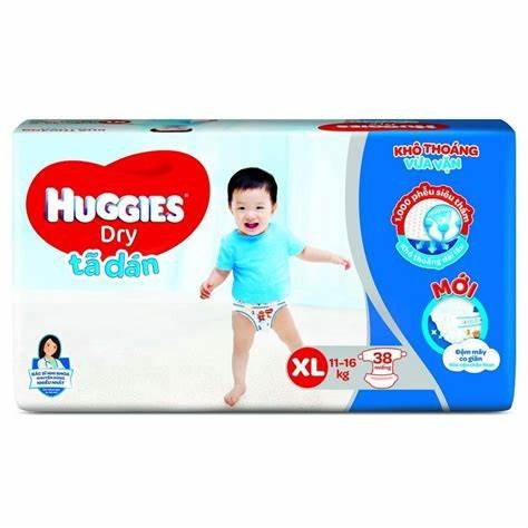 Tã Dán Huggies Size Xl  38/ 68 Miếng Lớp Đệm Siêu Mềm Khô Thoáng Cho Bé