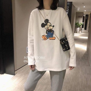 Áo thun nữ dài tay thu đông- áo thun dáng xuông fom rộng micky nhảy múa