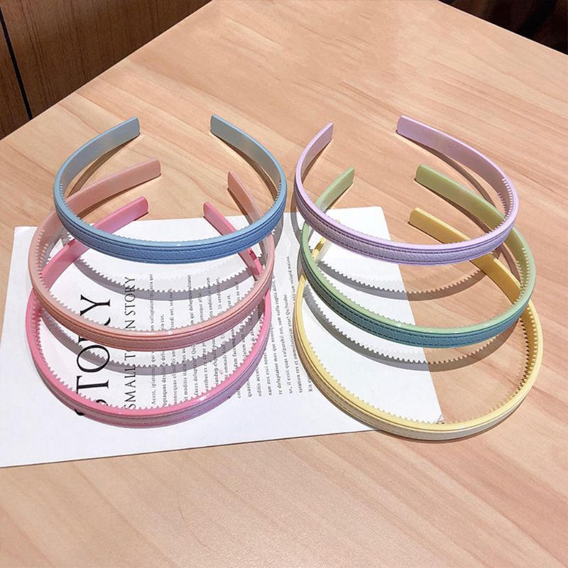 Băng Đô Cài Tóc Giả Da Bản Rộng Chống Trượt Màu Kẹo Macaron Phong Cách Hàn Quốc