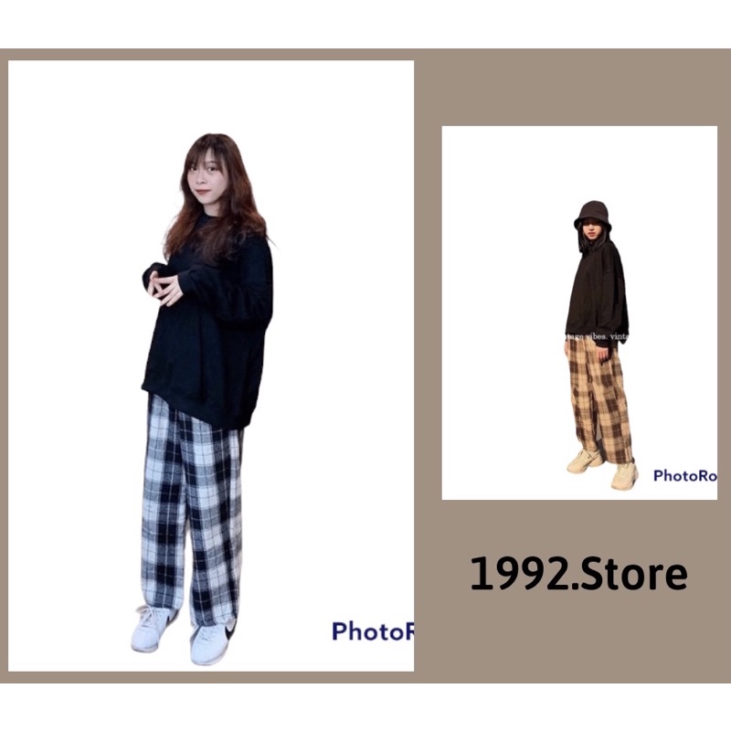 QUẦN KẺ CARO ĐEN NÂU HOT HIT