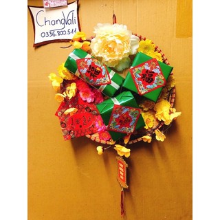 Mẹt tre phi 30 trang trí mô hình bánh trưng,bánh tét,mai đào ngày tết