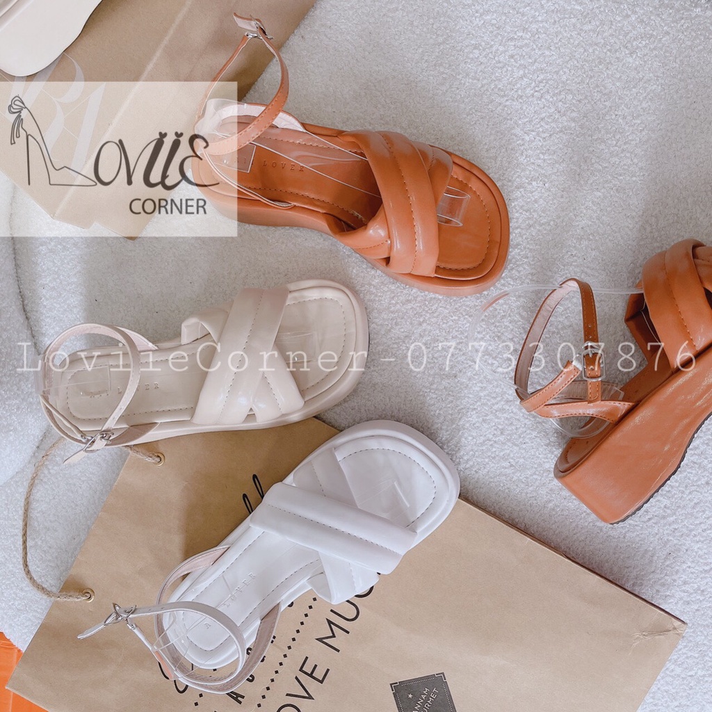 GIÀY THỜI TRANG LOVIIECORNER - GIÀY CAO GÓT QUAI NGANG CHÉO NỮ TÍNH ĐẾ BẰNG CAO CẤP S220815