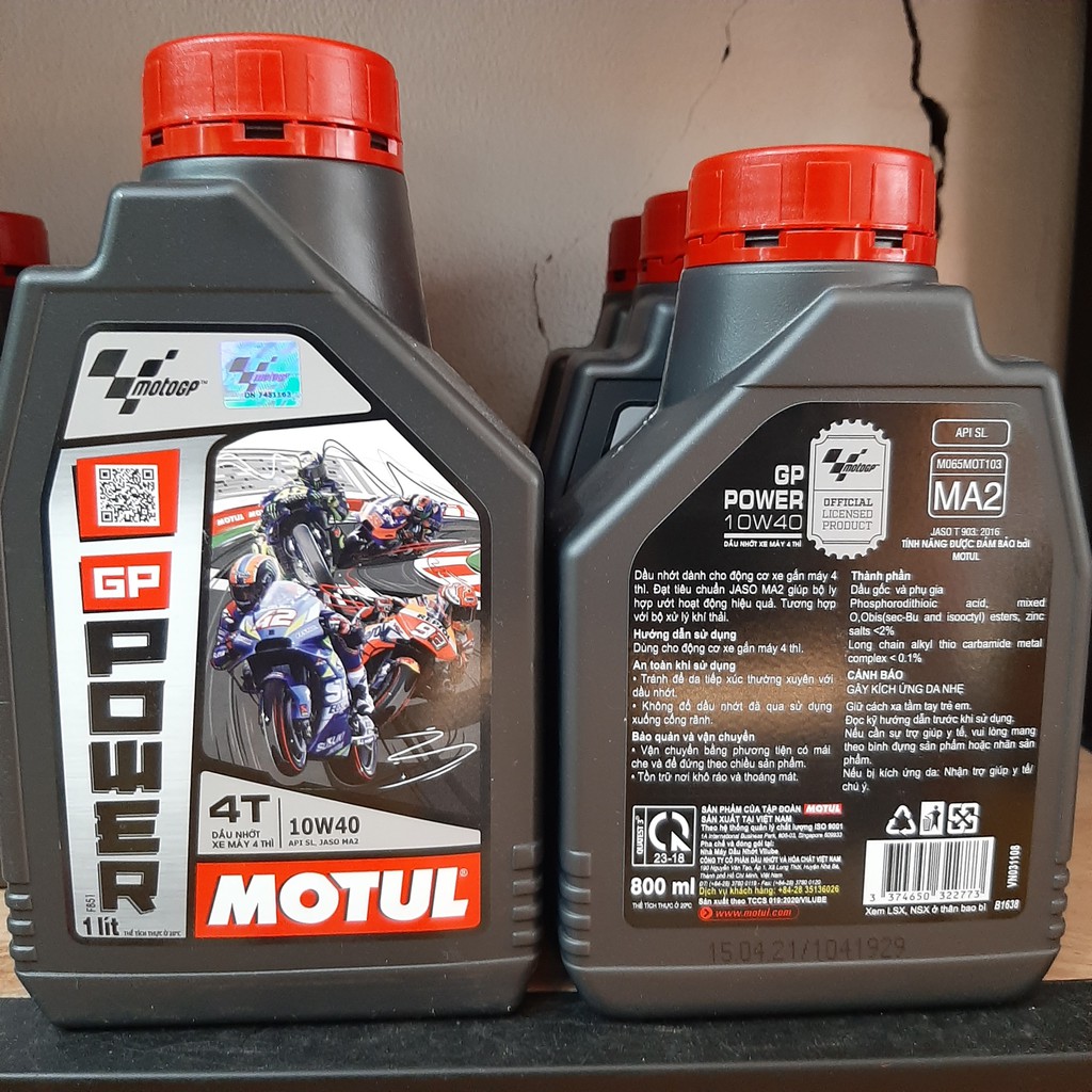 Nhớt Motul Moto GP Power 10w40 dành cho xe số, côn tay - Tặng khăn lau xe Mirco