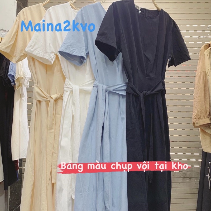 Váy xếp ly eo kèm đai Maina - Đầm thiết kế basic 4 màu | BigBuy360 - bigbuy360.vn