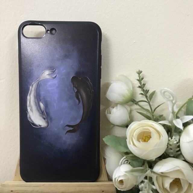 Ôp lưng Iphone dẻo Cá cặp trắng đen