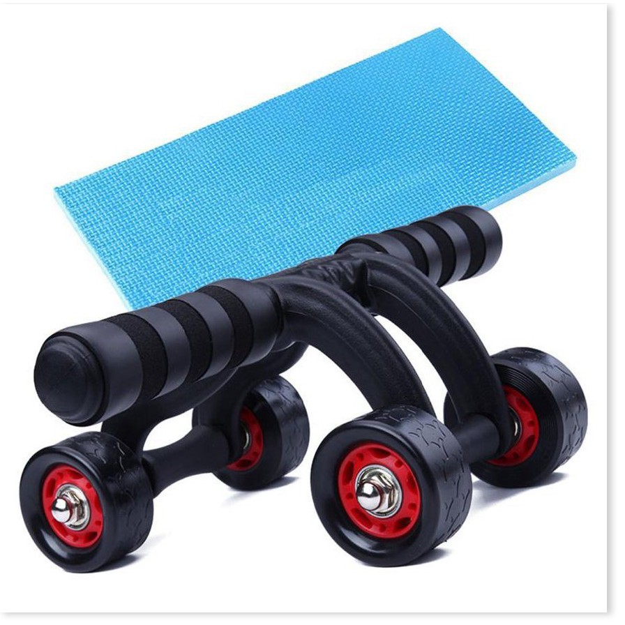 Con lăn tập bụng 4 bánh cao cấp, có miếng chặn , Máy tập cơ bụng con lăng bánh xe tập thể dục nam nữ