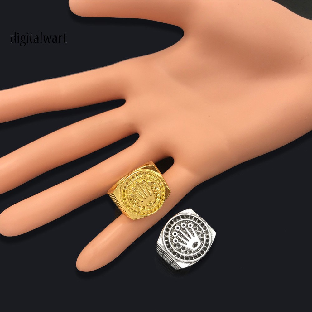 Nhẫn Khắc Hình Vương Miện Đính Đá Thời Trang Cho Nam Nữ