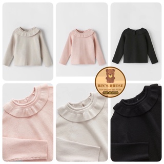 Áo len tăm cổ bèo tròn cho bé gái Zara sz 6m-5y