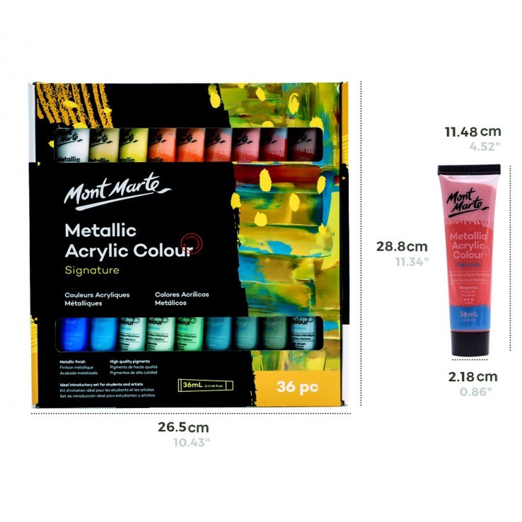 BỘ MÀU METALLIC ACRYLIC MONT MARTE BỘ 12/24/36 MÀU, TUÝP 36 ML