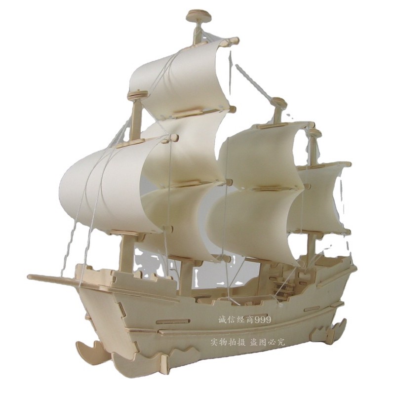 MÔ HÌNH GỖ 3D đồ chơi lắp ráp tàu thương lái ngày xưa, đồ chơi xếp hình