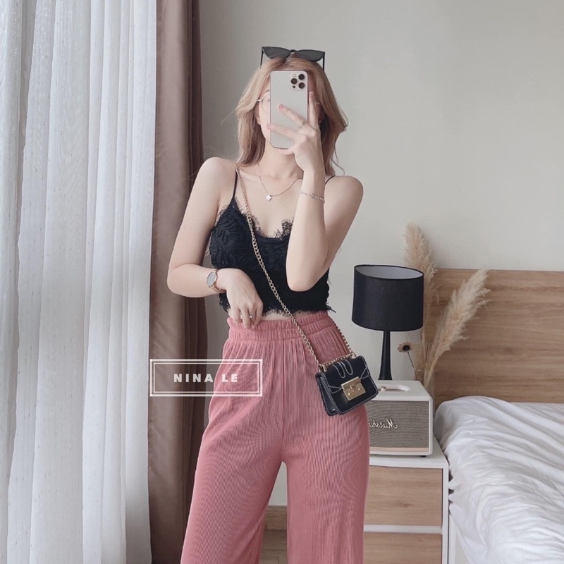 Áo bra ren hoạ tiết nổi 2 màu đen trắng