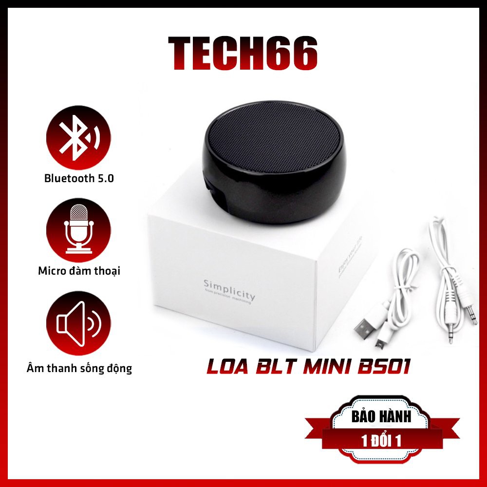 Loa bluetooth cầm tay mini BS01 nghe nhạc siêu bass, hỗ trợ thẻ nhớ và cổng aux 3.5 cho máy tính