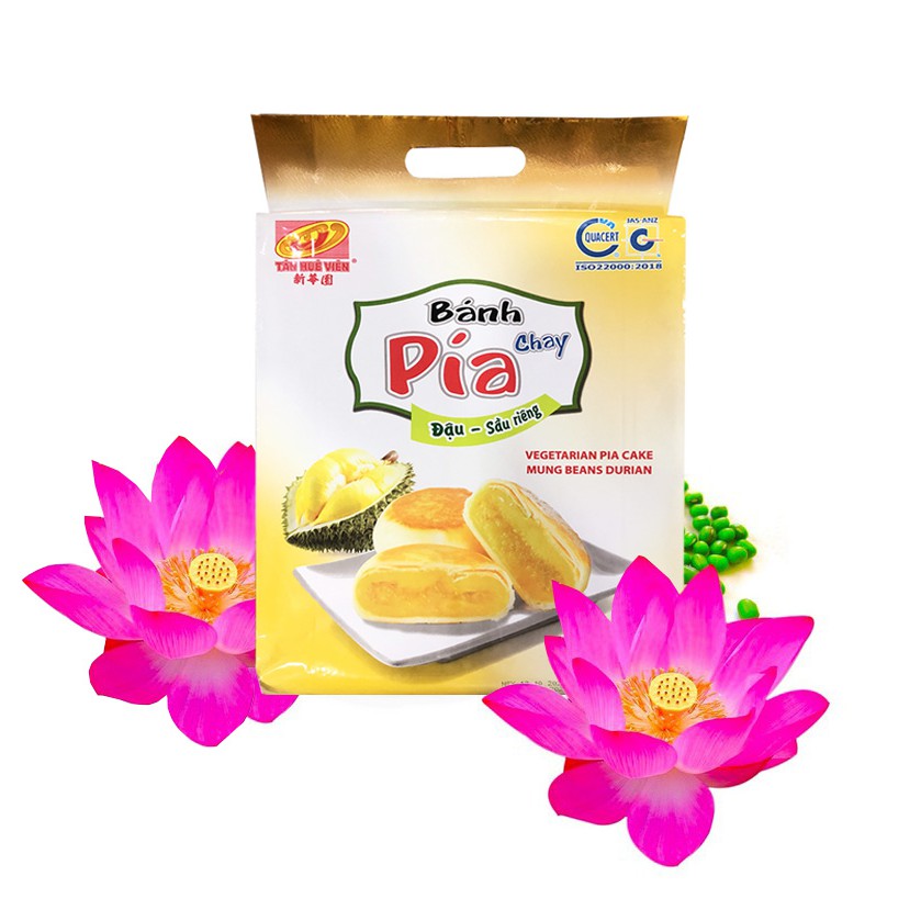 [ SIÊU GIẢM GIÁ, SỐ LƯỢNG CÓ HẠN ] COMBO 02 Hộp 24 cái (960gr) Bánh pía Chay đậu xanh sầu riêng TÂN HUÊ VIÊN