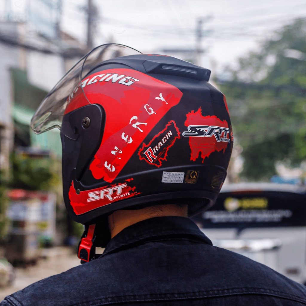 Mũ bảo hiểm SRT 3/4 TEM racing kính trà chống chói chống tia uv