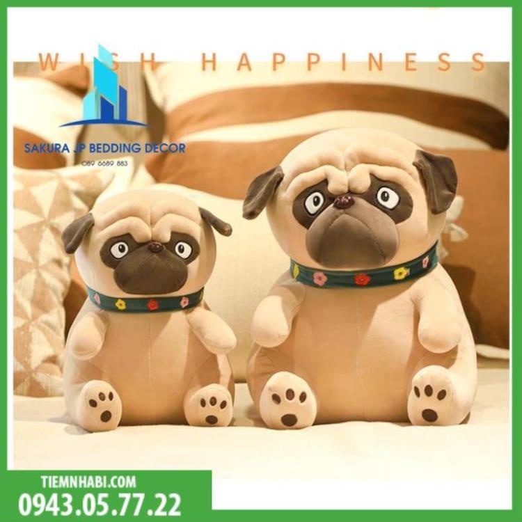 Chó Bông Pug Mặt Xệ Dễ Thương SIZE TO - Cho Pug Mặt Ngáo Ngơ Cute - Thú Nhồi Bông Nhập Khẩu -Osaka Sakura Bedding