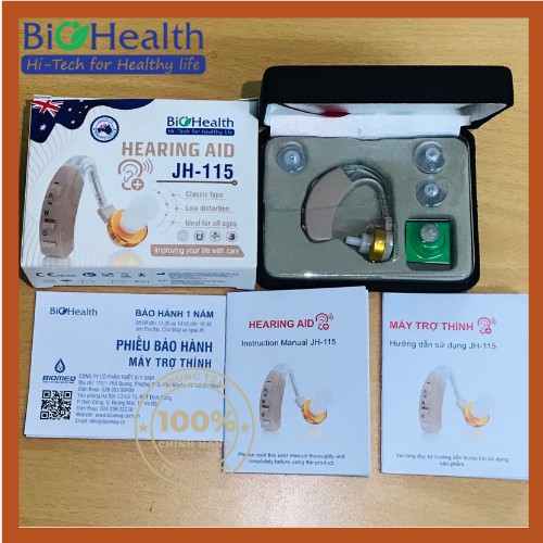 BẢO HÀNH 1 NĂM - MÁY TRỢ THÍNH không dây Biohealth JH-115 - Máy điếc, Tai nghe trợ thính cho người già CHÍNH HÃNG.